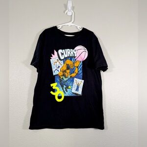 Under Armour Shirt Stephen Curry Comic Black T-Shirt NBA Warriors Youth Boy L